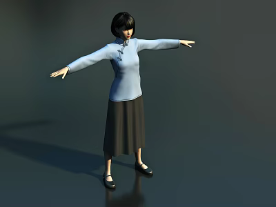 Modern Woman Female Student of Republic of China 3d model Modern Woman Female Student of Republic of China 3d model
