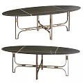 Modern Dark Marble Oval Coffee Table With Sleek Metal Legs