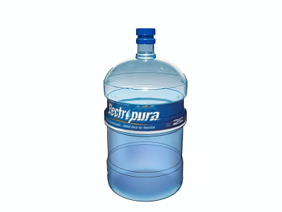 Crystal Pura Large Blue Water Bottle With Transparent Plastic And Blue Cap 3d model