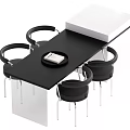 Modern Black Dining Table Set With Four Chairs And White Tabletop 3d model