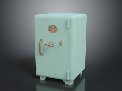 Vintage Light Green Safe With Golden Lock Handle And Circular Logo 3d model