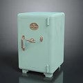 Vintage Light Green Safe With Golden Lock Handle And Circular Logo