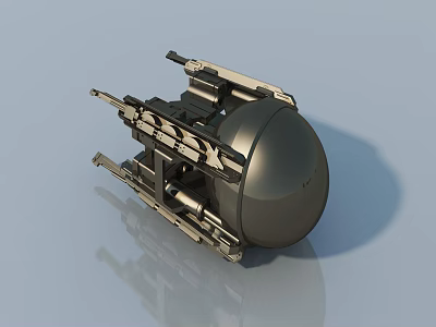 Detailed 3D Model Of Mechanical Sphere With Metal Arms And Robotic Structures 3d model