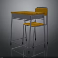 Simple Design Wooden Table And Chair With Metal Frame And Wooden Top