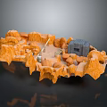 Stunning Rocky Canyon Landscape Featuring Orange Cliffs Gray Structure And Sandy Terrain