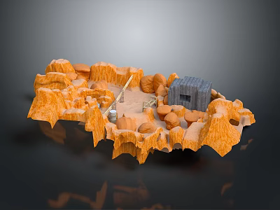 Stunning Rocky Canyon Landscape Featuring Orange Cliffs Gray Structure And Sandy Terrain 3d model