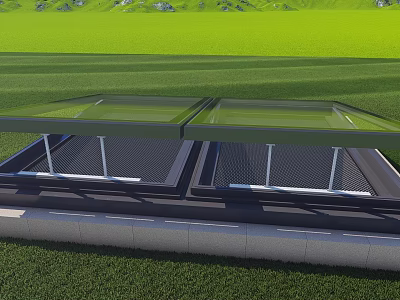 Modern Single Family House Design With Glass Roof Metal Frame And Green Lawn 3d model