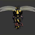 Fantasy Spiky Purple Animal With Transparent Wings Long Tentacles And Yellow Spots
