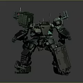 Mechanical Robot Character 3D Model With Green Brown Color Square Head And Mechanical Legs