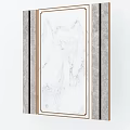 Modern TV Background Wall Design With White Marble Surface And Gray Accent Frames 3d model