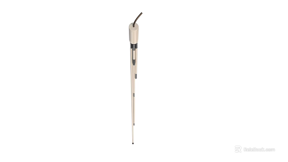 Slender White Building Component With Black Stripes And Curved Top Design 3d model 