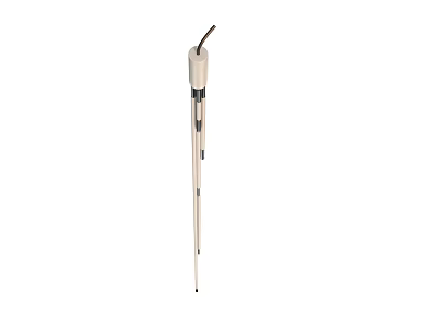 Slender White Building Component With Black Stripes And Curved Top Design 3d model