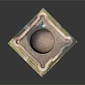 Ancient Architecture Model Featuring Red Brick Structure Dome Roof Square Base Arched Doorway And Columns