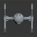 Aerospace Cosmic TIE Fighter Model With Solar Panel Wings And Detailed Design