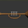 Household Decorative Brass Trumpet With Valves On Black Surface And Reflection