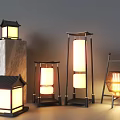 Japanese Style Outdoor Lights With Traditional Roof Like Tops And Warm Illumination Effects