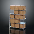 Sturdy Metal Display Shelving Unit With Multi Tiered Racks Storing Cardboard Boxes 3d model