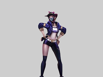 Realistic women Akali with dancing animation 3d model