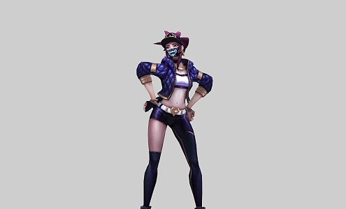 Realistic women Akali with dancing animation 3d model