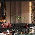 Modern Living Room Interior With Black Leather Sofa And Marble Coffee Table Rug