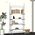 Modern Middle Ancient Aluminum Profile Bookshelf Storage Rack Activity Decorative Rack Shelf 3d model