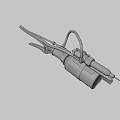 Homemade Rusty Weapon Featuring Green Canister Black Hose and Red Metal Parts