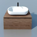 Modern Hinged Door Bathroom Vanity With Wooden Cabinet White Basin And Black Faucet