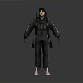 Person Dressed In Black Tactical Gear With Hat Multiple Pouches And White Sneakers