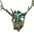 Decorative Deer Skull With Blue Glowing Patterns On Antlers And Textured Surface 3d model