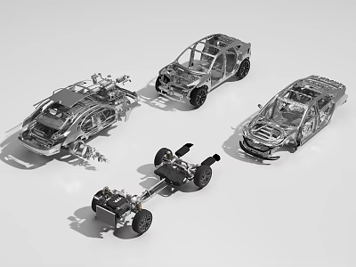 Car Body Frames Chassis And Structural Components For Different Automotive Models 3d model