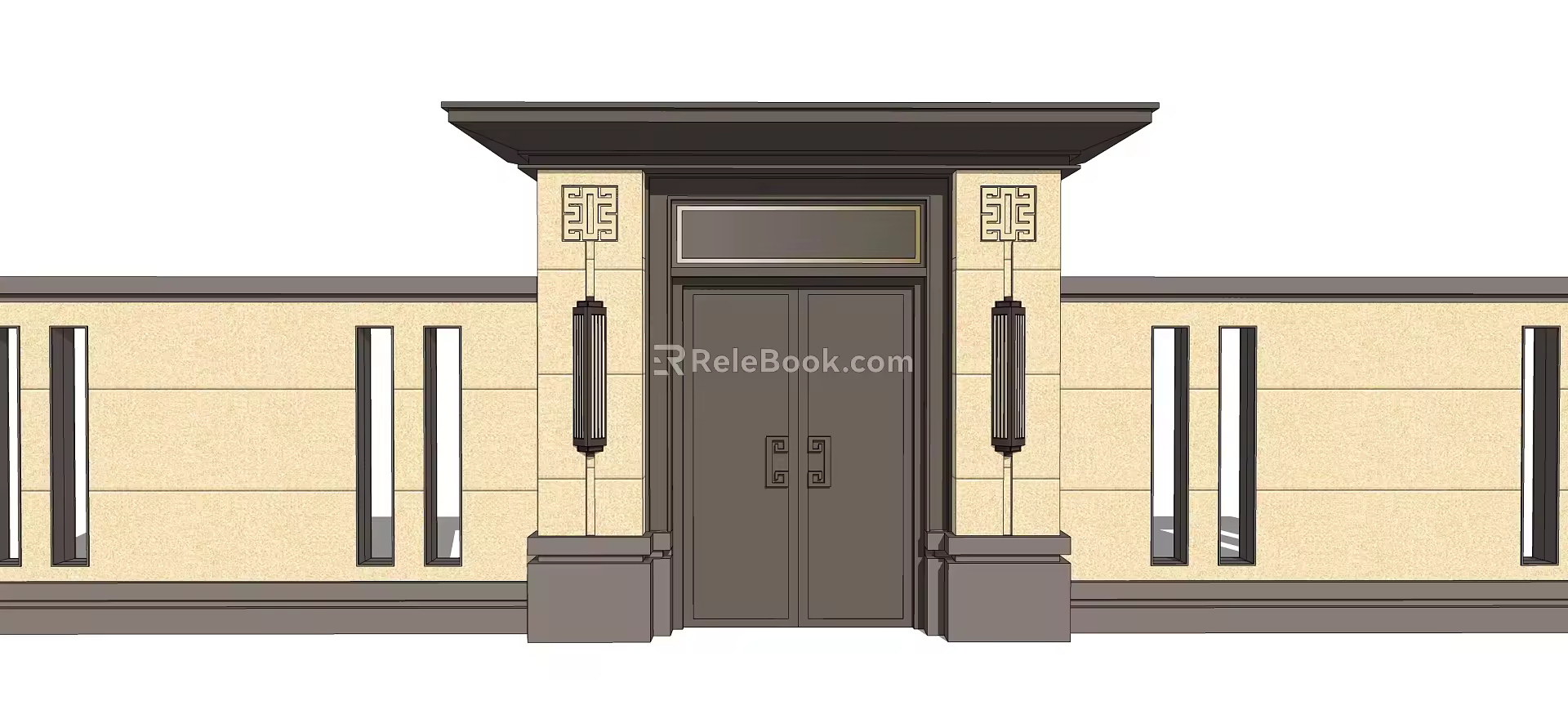 New Chinese Style Gate Villa Gate 3d model