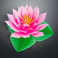 Blooming Pink Lotus Flower with Vibrant Yellow Stamens and Fresh Green Leaves