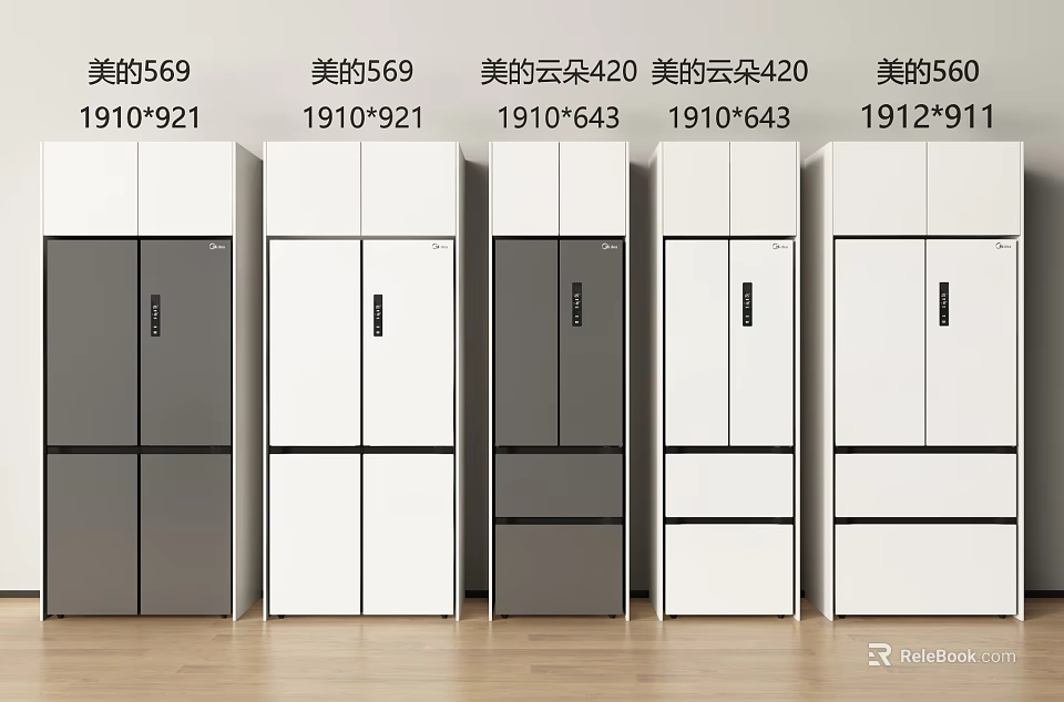 Midea Refrigerators and Freezers Including Models 569 Cloud Series 420 and 650 in Various Sizes 3d model 