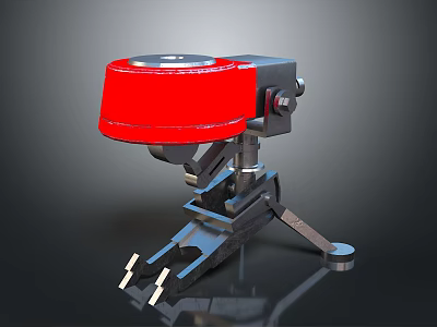 Engineer Character And Mechanical Creature With Red Top Black Metal Base Structure 3d model