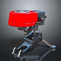 Engineer Character And Mechanical Creature With Red Top Black Metal Base Structure