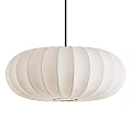 Elegant White Striped Fabric Round Pendant Light For Modern Interior Decor 3d model