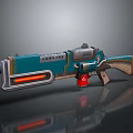 Futuristic Blue Gray Weapon With Red Glowing Element And Mechanical Design 3d model