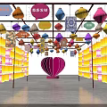 Traditional Colorful Lanterns Exhibition With Hanging Decorations And Wall Displays