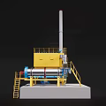 Large Scale Industrial Rotary Drum Equipment with Yellow Frame and Blue Cylinder