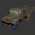 Vintage Sand Colored Military Truck With Open Cargo Bed And Large Worn Tires
