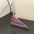 Pink Floor Cleaning Squeegee with Metal Handle and Grid Design 3d model