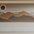 Modern Background Wall with Layered Mountain Pattern Circular Decoration and Warm Illuminated Design 3d model