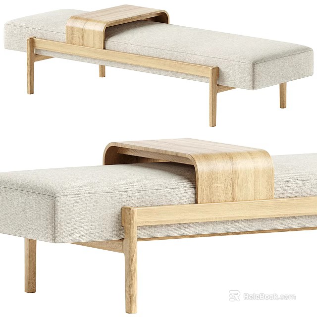 Modern Single Chair With Wooden Frame And Light Colored Cushion For Living Room Decor 3d model 