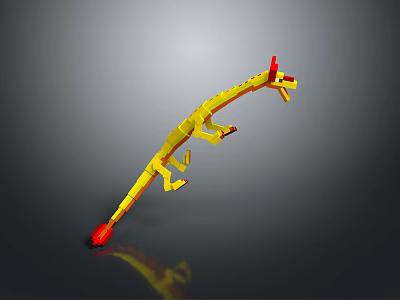 Furniture Decorative Dragon Sculpture With Yellow Body And Red Accents For Home 3d model