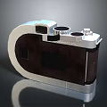 Vintage Electronic Camera Device With Retro Metal Leather Body Design