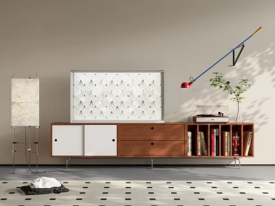 In ancient times, the TV cabinet floor TV cabinet picture environment TV floor lamp rocker wall lamp record player 3d model