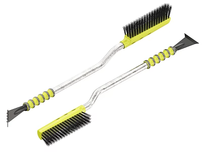 Hardware Tools Curved Brushes With Yellow Bristles And Transparent Yellow Striped Handles 3d model