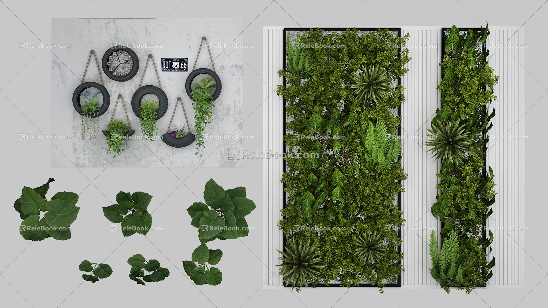 Green Plant Wall Combination 3d model