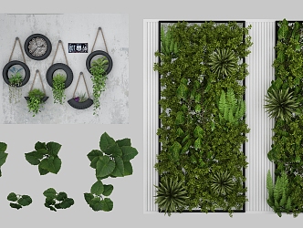 Green Plant Wall Combination 3d model