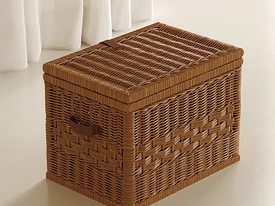 Brown Woven Storage Basket With Lid And Textured Design For Home Organization 3d model